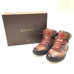 〇〇 GUCCI グッチ トレッキングシューズ ブーツ 7 1/2G表記 368496 ブラウン Bランク