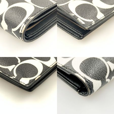  COACH コーチ シグネチャー二つ折り財布 カードケース付き CP219 ブラック x ホワイト