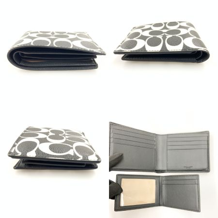  COACH コーチ シグネチャー二つ折り財布 カードケース付き CP219 ブラック x ホワイト