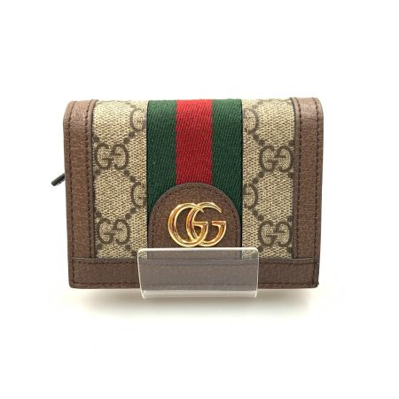  GUCCI グッチ オフィディア GGスプリーム 二つ折り財布 523155 8745 ベージュ  x ブラウン