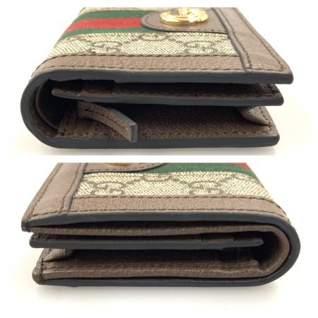 GUCCI グッチ オフィディア GGスプリーム 二つ折り財布 523155 8745 ベージュ  x ブラウン