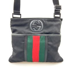 〇〇 GUCCI グッチ シェリー ウェビングライン ショルダーバッグ 181067 ブラック Bランク