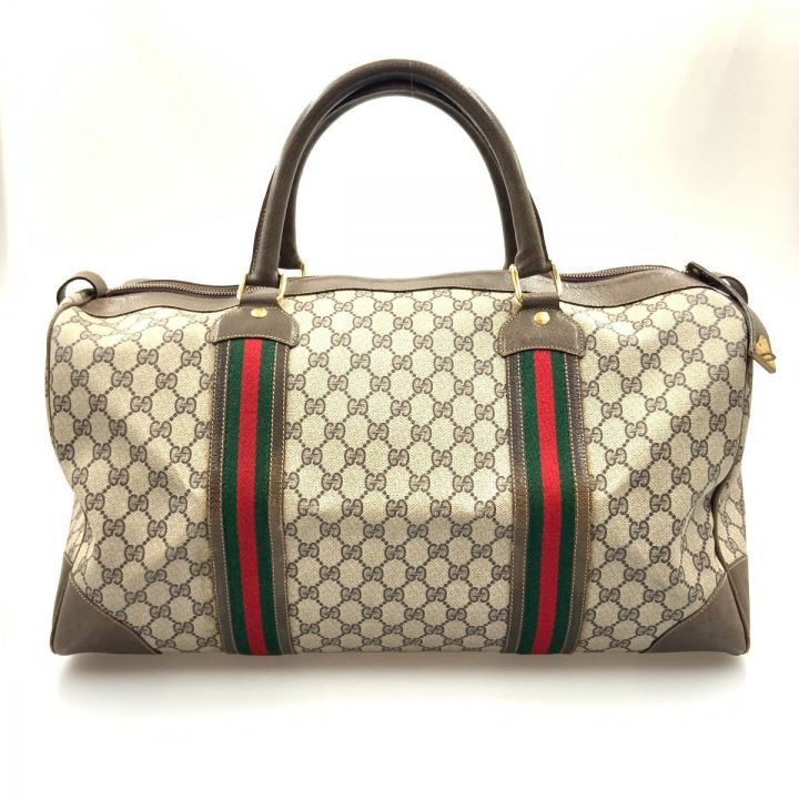 OLD GUCCI SHERRY LINE GG PATTERNED MINI BOSTON SHOULDER BAG MADE 