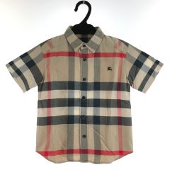 〇〇 BURBERRY LONDON バーバリーロンドン キッズ 半袖シャツ ノバチェック 110A ベージュ Aランク