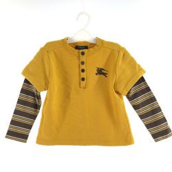 〇〇 BURBERRY LONDON バーバリーロンドン キッズ カットソー ボーダー 100A イエロー×ブラウン Bランク