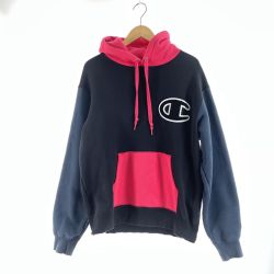 〇〇 Champion チャンピオン メンズ パーカー サイズLL C3-S101 ネイビー×ピンク Bランク
