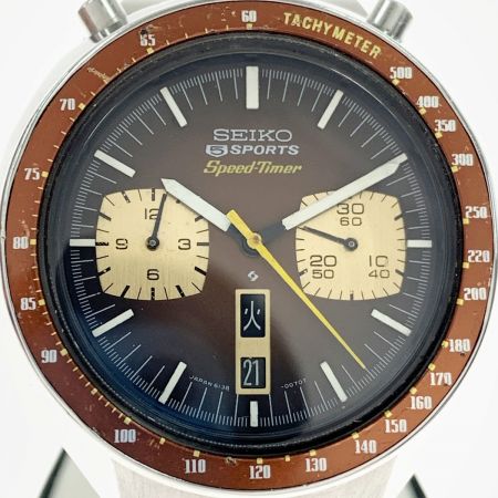  SEIKO セイコー 茶馬 ツノクロノ スピードタイマー オートマチック クロノグラフ 自動巻き腕時計 6138-0040 ブラウン