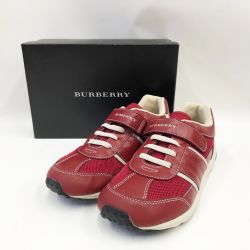 〇〇 BURBERRY LONDON バーバリーロンドン キッズ レザースニーカー 21cm レッド Aランク