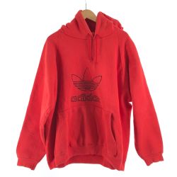 〇〇 adidas アディダス メンズ パーカー 80'S 白タグ 万国旗 USA サイズL レッド Bランク