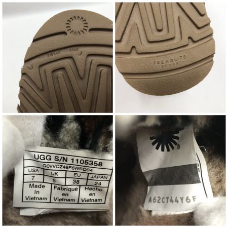  UGG アグ レディース ムートンブーツ フラッフ ミニ キルテッド レオパード 24cm 1105358 ブラウン