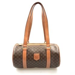 〇〇 CELINE セリーヌ マカダム柄 ミニボストンバッグ ハンドバッグ M94 ブラウン Bランク