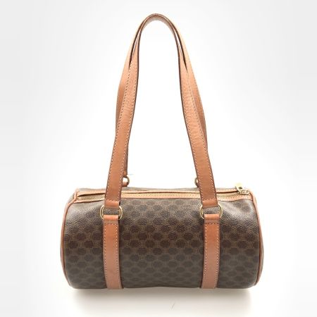  CELINE セリーヌ マカダム柄 ミニボストンバッグ ハンドバッグ M94 ブラウン