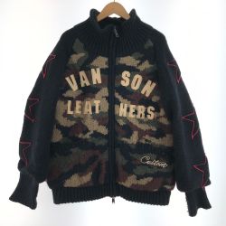 〇〇 VANSON バンソン メンズ ジップニット サイズXL ブラック×ブラウン Bランク