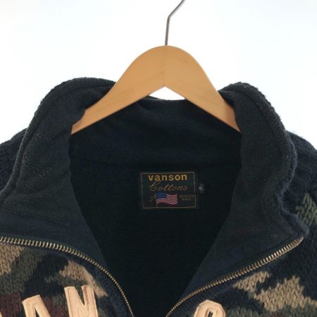  VANSON バンソン メンズ ジップニット サイズXL ブラック×ブラウン