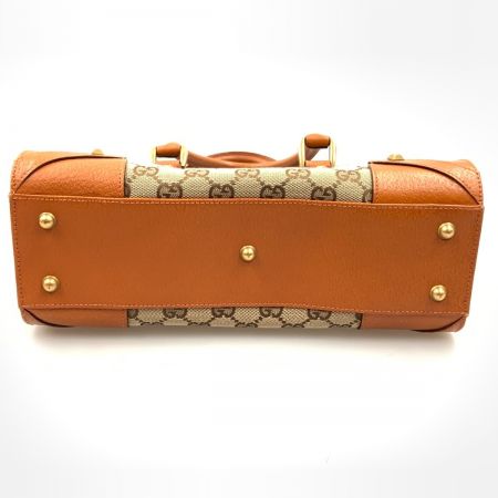  GUCCI グッチ GGキャンバス ハンドバッグ 120895 ベージュ x オレンジ