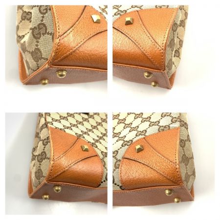  GUCCI グッチ GGキャンバス ハンドバッグ 120895 ベージュ x オレンジ
