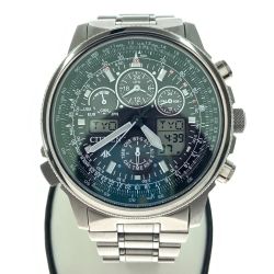 〇〇 CITIZEN シチズン プロマスター SKY エコドライブ ソーラー電波時計 U680-T016677 ブラック x シルバー Bランク