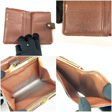  LOUIS VUITTON ルイヴィトン モノグラム ポルトフォイユ ヴィエノワ がま口短財布 M61674 ブラウン 現状渡し