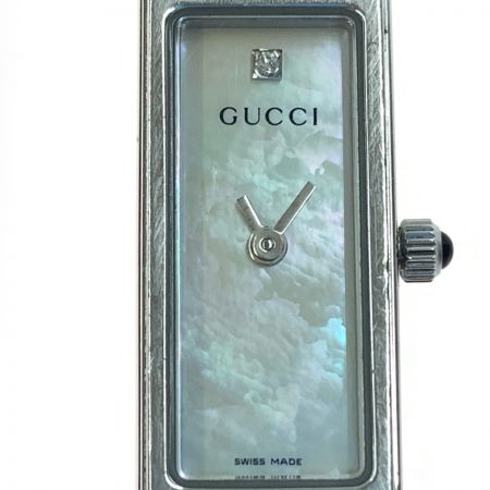  GUCCI グッチ シェル 文字盤 クォーツ腕時計 1500L シルバー x ホワイト
