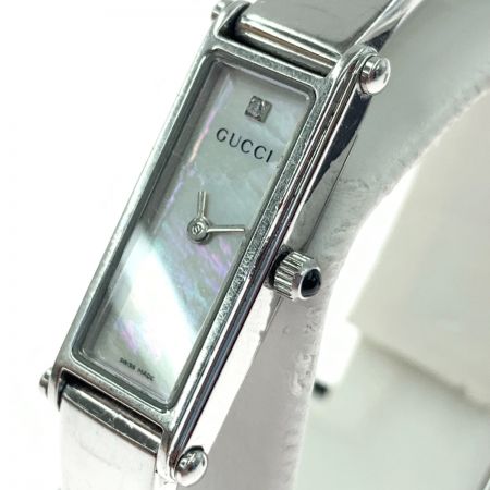  GUCCI グッチ シェル 文字盤 クォーツ腕時計 1500L シルバー x ホワイト
