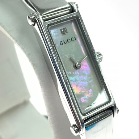  GUCCI グッチ シェル 文字盤 クォーツ腕時計 1500L シルバー x ホワイト