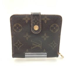 〇〇 LOUIS VUITTON ルイヴィトン モノグラム コンパクト ジップ 二つ折り短財布 M61667 ブラウン Dランク