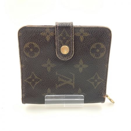  LOUIS VUITTON ルイヴィトン モノグラム コンパクト ジップ 二つ折り短財布 M61667 ブラウン