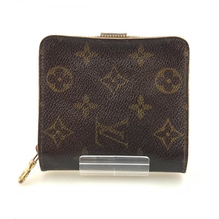  LOUIS VUITTON ルイヴィトン モノグラム コンパクト ジップ 二つ折り短財布 M61667 ブラウン