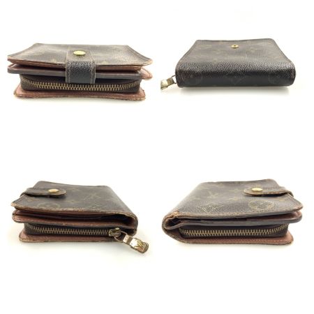  LOUIS VUITTON ルイヴィトン モノグラム コンパクト ジップ 二つ折り短財布 M61667 ブラウン