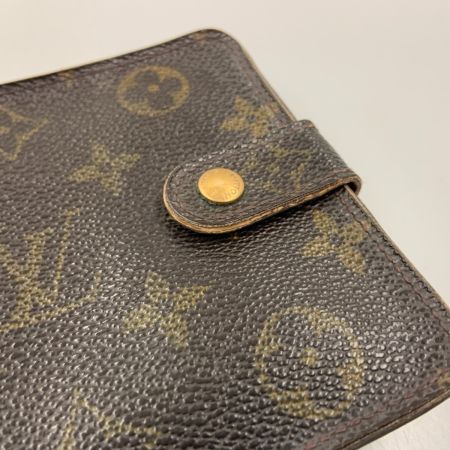  LOUIS VUITTON ルイヴィトン モノグラム コンパクト ジップ 二つ折り短財布 M61667 ブラウン