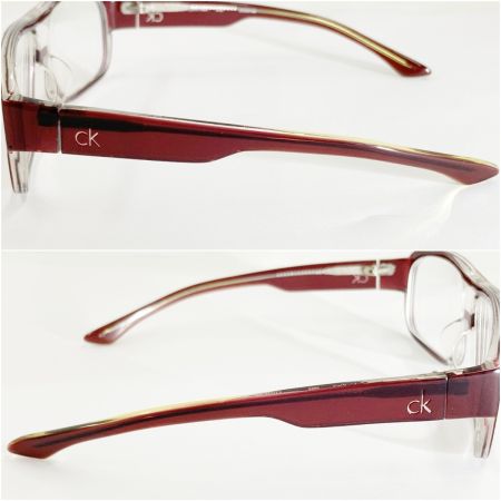  Calvin Klein カルバンクライン めがね アイウェア 度入り レッド 現状渡し