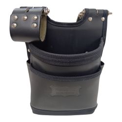 KNICKS KGB-201BA ブラック 腰袋 程度A ベルトループ付き キズ有 グローブ革建築用2段腰袋 バリスティック縁巻 Aランク