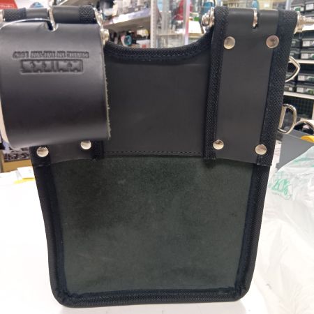 KNICKS KGB-201BA ブラック 腰袋 程度A ベルトループ付き キズ有 グローブ革建築用2段腰袋 バリスティック縁巻