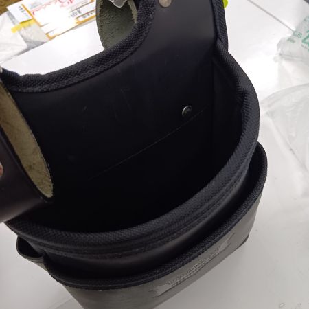 KNICKS KGB-201BA ブラック 腰袋 程度A ベルトループ付き キズ有 グローブ革建築用2段腰袋 バリスティック縁巻