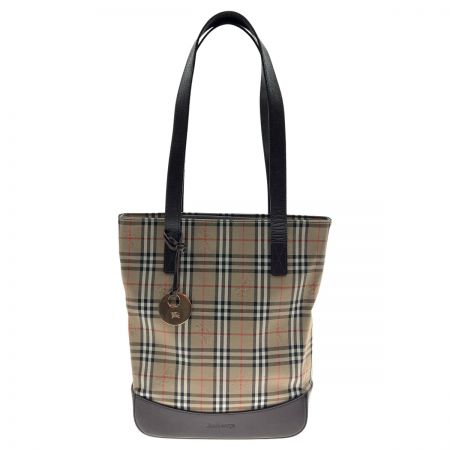  BURBERRY バーバリー ノバチェック トートバッグ ショルダーバッグ ベージュ x ブラウン