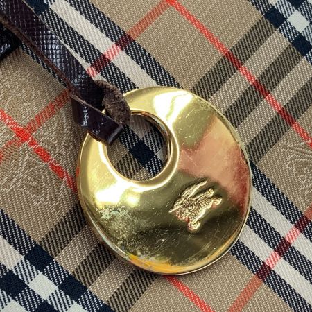  BURBERRY バーバリー ノバチェック トートバッグ ショルダーバッグ ベージュ x ブラウン