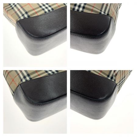  BURBERRY バーバリー ノバチェック トートバッグ ショルダーバッグ ベージュ x ブラウン