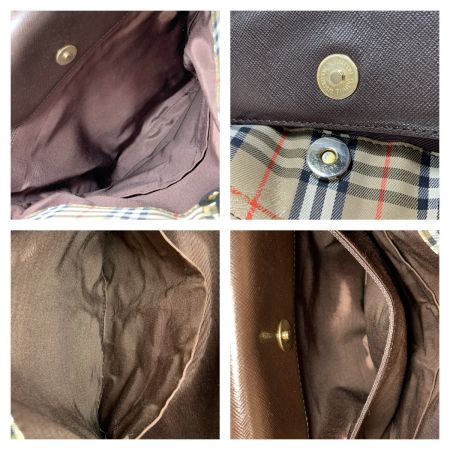  BURBERRY バーバリー ノバチェック トートバッグ ショルダーバッグ ベージュ x ブラウン