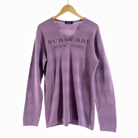  BURBERRY BLACK LABEL バーバリーブラックレーベル メンズ Vネックニット サイズ3 BMT92-101-34 バイオレット