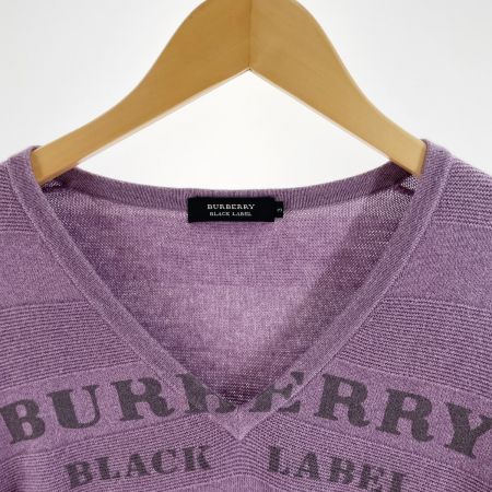  BURBERRY BLACK LABEL バーバリーブラックレーベル メンズ Vネックニット サイズ3 BMT92-101-34 バイオレット
