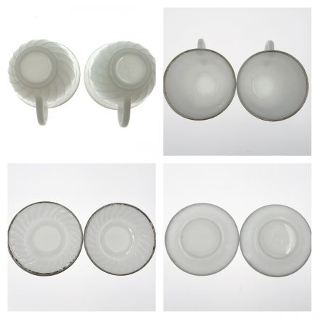  Fire King ファイヤーキング ゴールドリム ホワイトスワール カップ&ソーサー 2組セット 洋食器 スナックセット