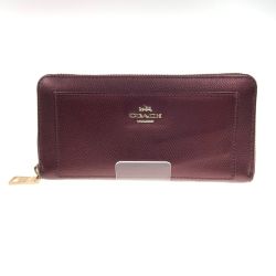 〇〇 COACH コーチ コーチ マルチ ブランブル ローズ プリント ラウンドファスナー長財布 F53571 ワインレッド Bランク