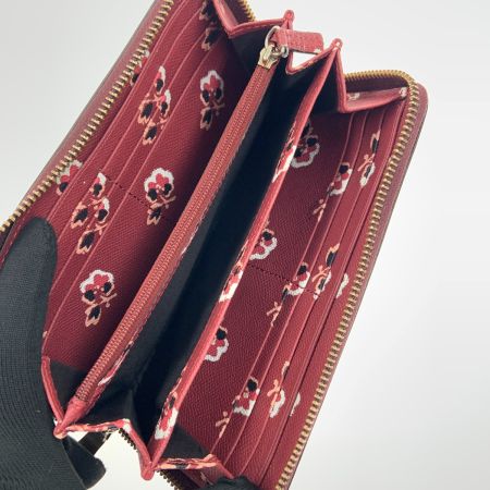  COACH コーチ コーチ マルチ ブランブル ローズ プリント ラウンドファスナー長財布 F53571 ワインレッド