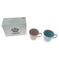 〇〇 ROYAL COPENHAGEN ロイヤル・コペンハーゲン フラワーエンブレム マグ ペア 350ml  ブルー x ピンク Bランク