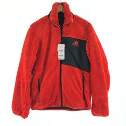 〇〇 adidas アディダス メンズ フリースジャケット サイズM ZS057 オレンジ Sランク