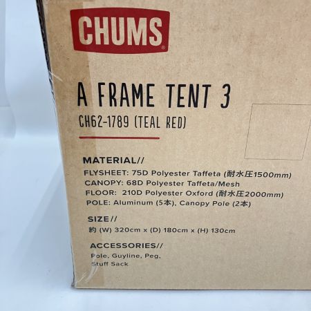  CHUMS チャムス エーフレームテント3 A-Frame Tent TEAL/RED CH62-1789 未開封品
