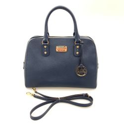〇〇 MICHAEL KORS マイケルコース レザー 2WAY ショルダーバッグ ハンドバッグ ネイビー Bランク