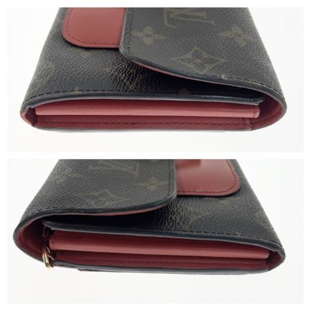  LOUIS VUITTON ルイヴィトン モノグラム ポルトフォイユ フラワー 二つ折り短財布 M62566 ブラウン×レッド