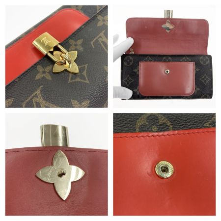  LOUIS VUITTON ルイヴィトン モノグラム ポルトフォイユ フラワー 二つ折り短財布 M62566 ブラウン×レッド