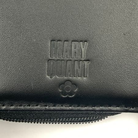  MARY QUANT マリークワント フーリーデイジーパッチ ミニウォレット 三つ折り財布 ブラック x ホワイト